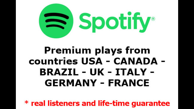 1862Spotify 8000 to 11000 Premium plays from countries USA – CANADA – BRAZIL – UK – ITALY – GERMANY – FRANCE
