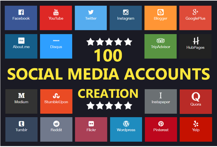 1973Create 100 Social Media profiles for Brand Creation