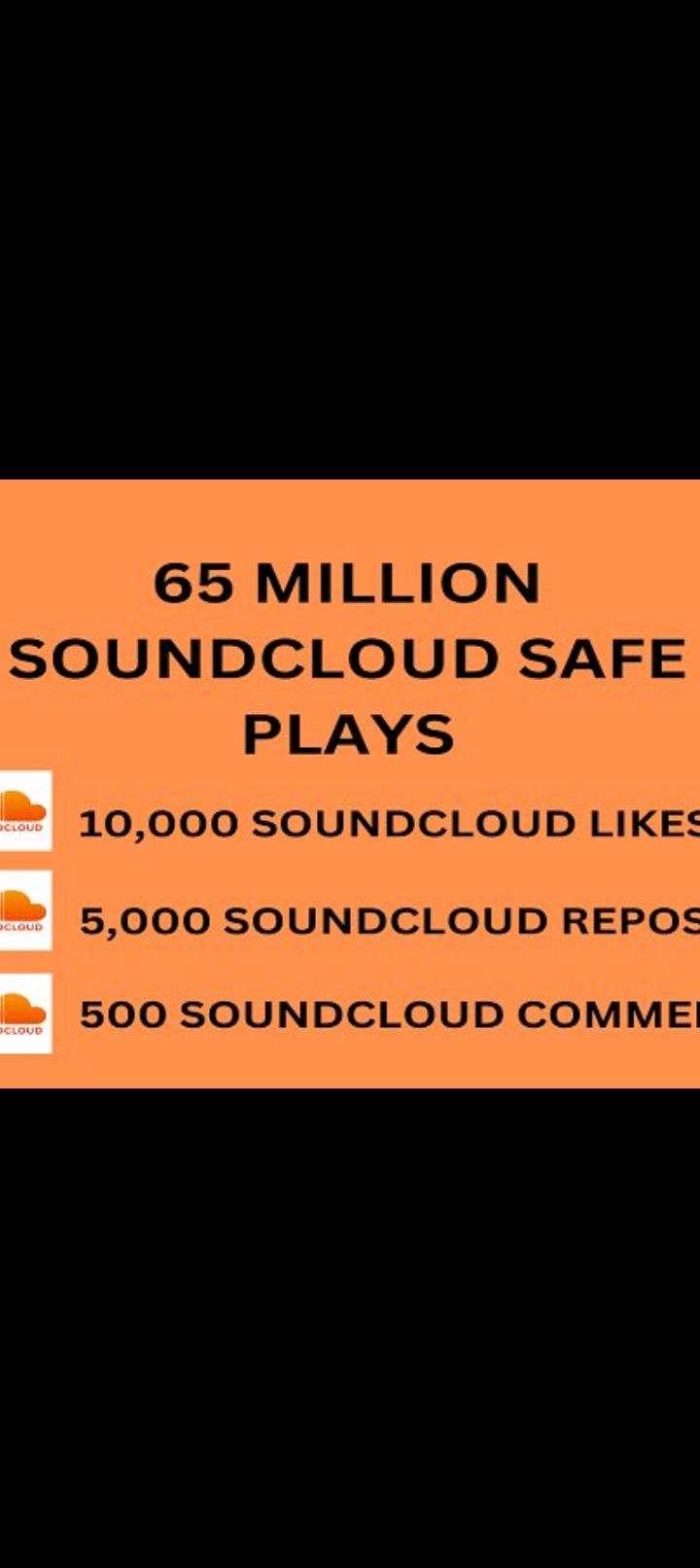 265265 MILLION SOUNDCLOUD SAFE PLAYS 15k+ BACKLINKS 15K LIKES 5K REPOSTS