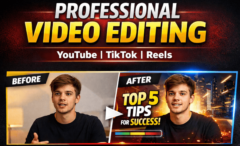 251132Professional Video Editing for YouTube, TikTok and Social Media (Up to 10 Minutes)